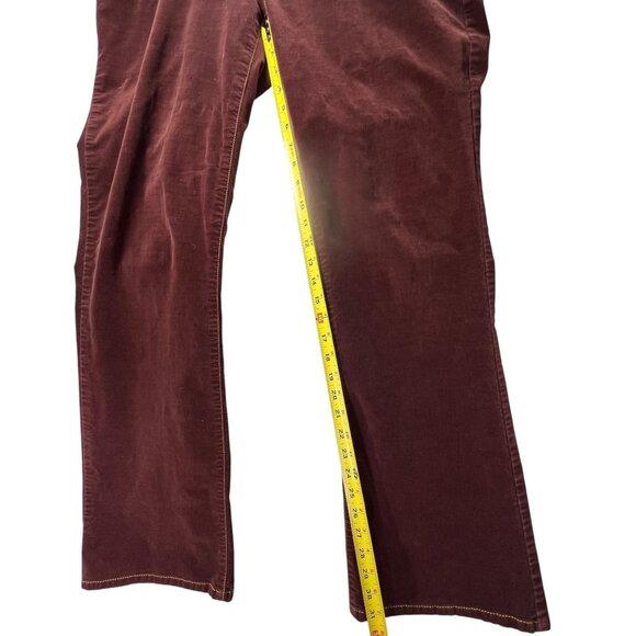 CAbi Burgundy Velour Pants 10 Velvet MidRise Straight Leg Rivets Gold Stitching - Picture 10 of 13